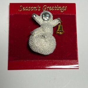 Christmas Pendant Playing Snowball w/bell approx 1 5/8" X 1"